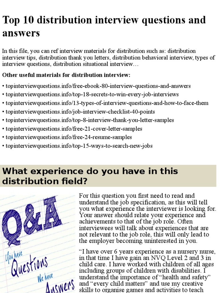 Top 10 Distribution Interview Questions and Answers | PDF | Interview ...