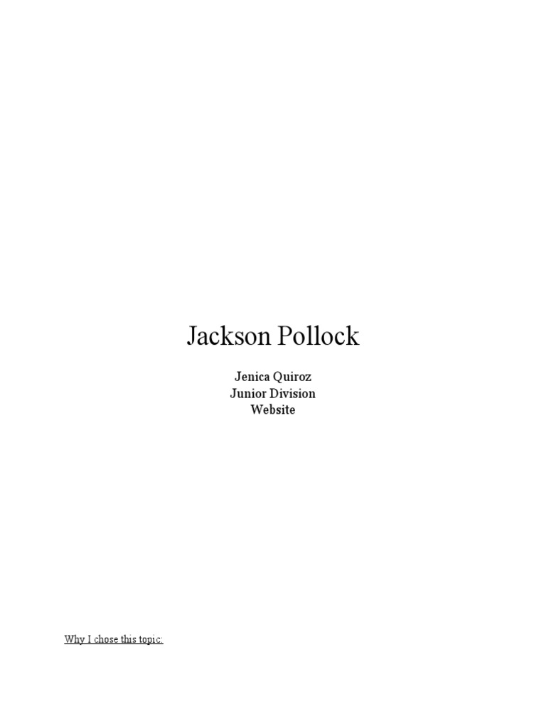 Jackson Pollock: Jenica Quiroz Junior Division Website | PDF
