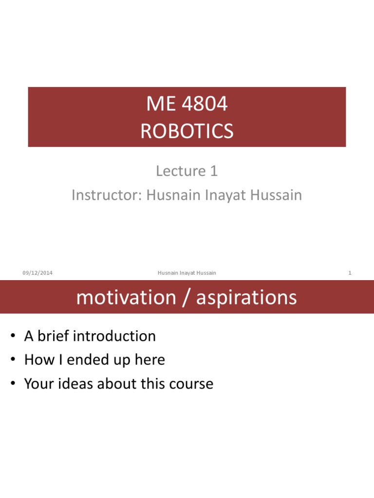 Robotics Lecture 1 | PDF | Art | Computers