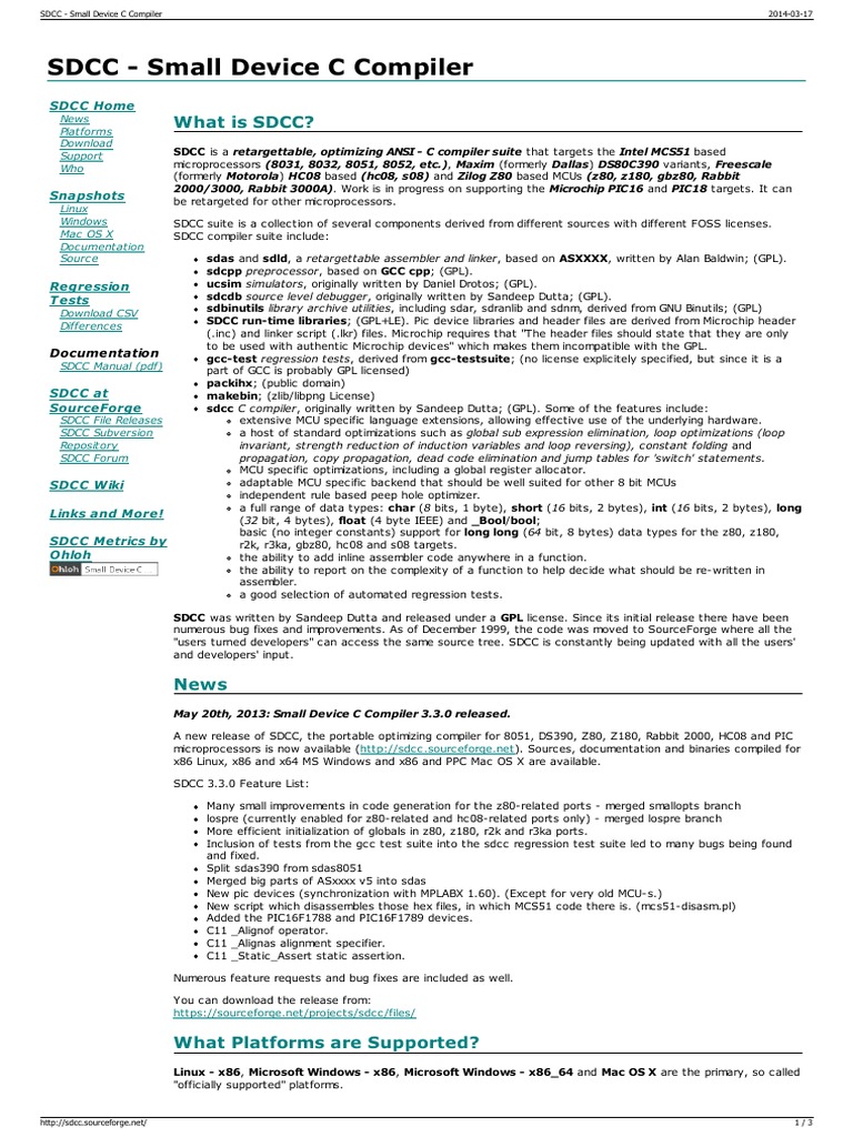 SDCC - Small Device C Compiler | Download Free PDF | Linux | Linux ...