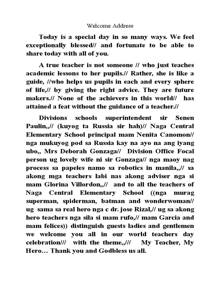 Welcome Address Pdf