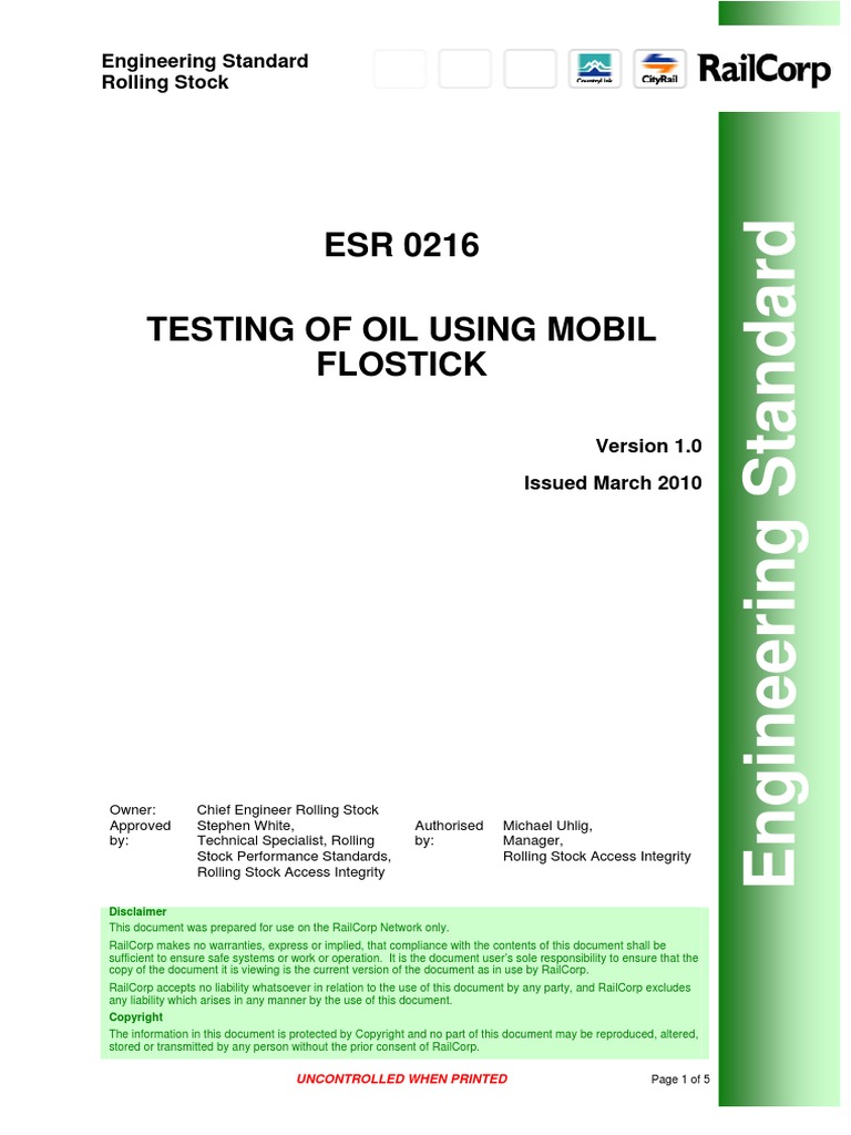 Testing of Oil With Mobil Flowstick | PDF