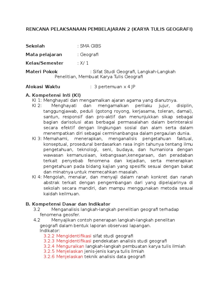 Aan Pembelajaran 2 Karya Ilmiah Geografi