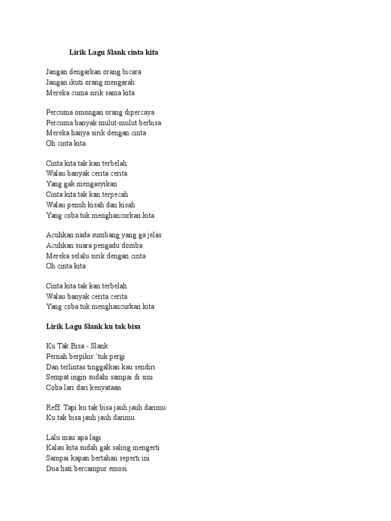 Lirik Lagu Slank Cinta Kita