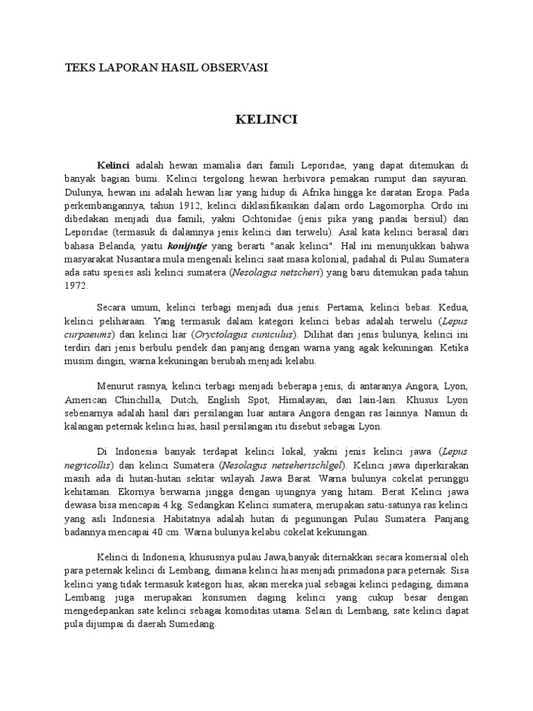 Teks Laporan Hasil Observasi Pdf