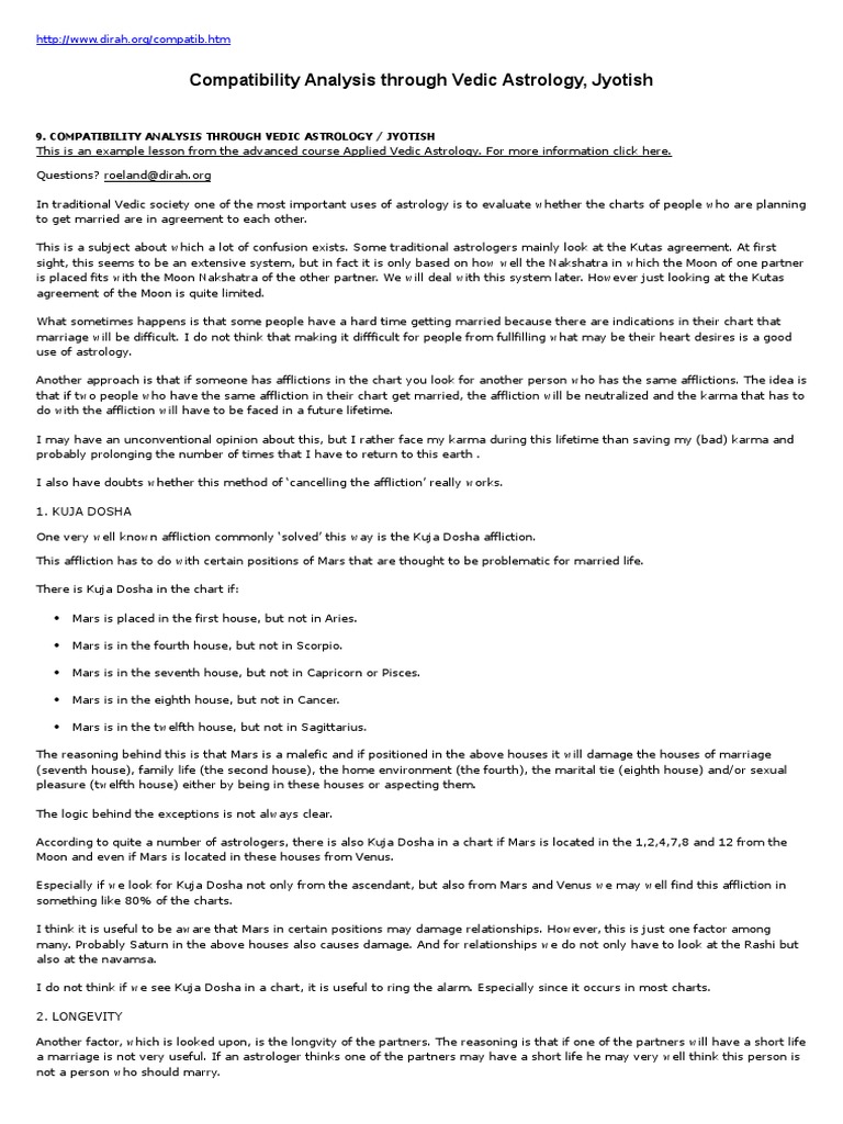 Compatibility Analysis Through Vedic Astrology (Synastry) | Download ...