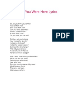 Wish You Were Here Lyrics