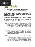 STATEMENT BY PRESIDENT UHURU KENYATTA - APRM MEETINGS