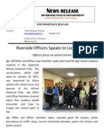 Ews Release: Riverside Officers Speaks To Local Teens