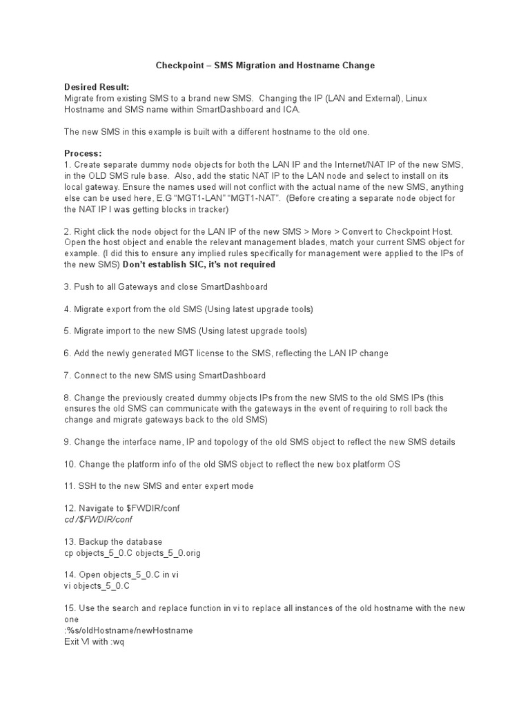Checkpoint SMS Migration Process | PDF | Gateway (Telecommunications ...