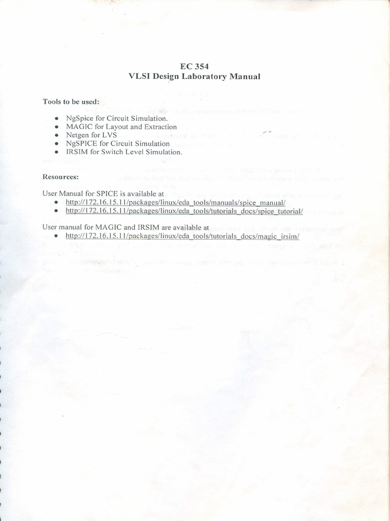 VLSI Lab Manual With Ngspice and Magic | PDF
