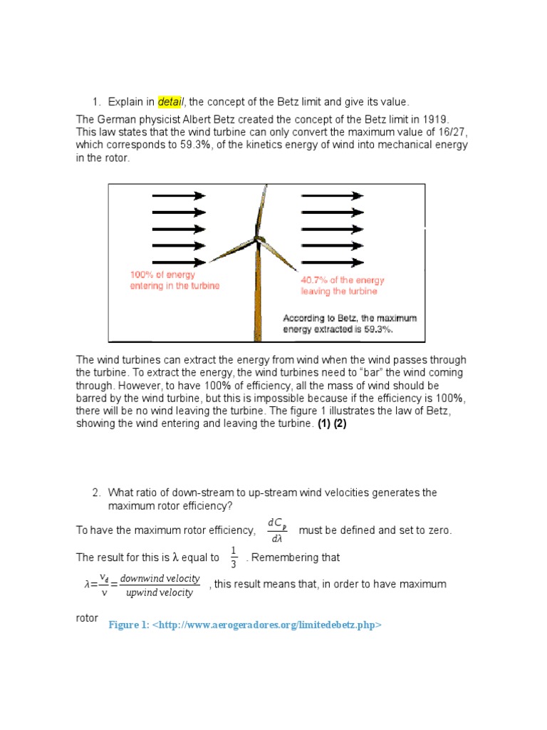 Understanding the Betz Limit in Wind Energy | PDF | Wind Power | Turbine