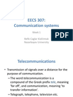 EECS 307: Communication Systems: Week 1 Refik Caglar Kizilirmak Nazarbayev University