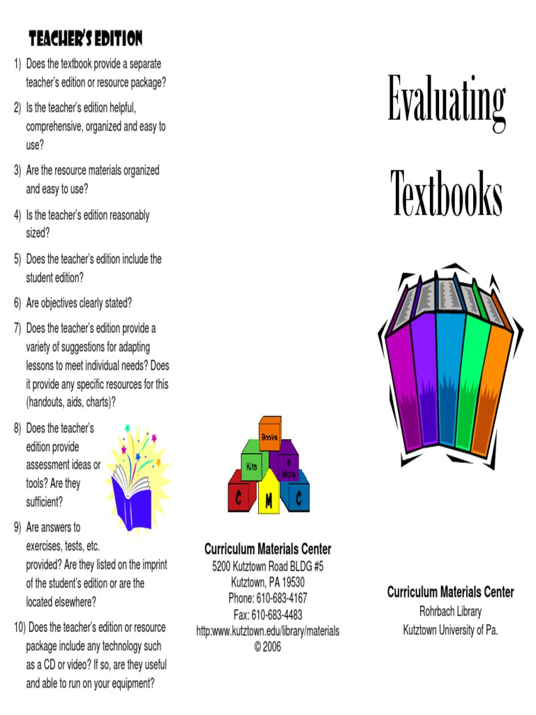 Evaluating Textbooks Teacher S Edition Pdf Textbook Educational