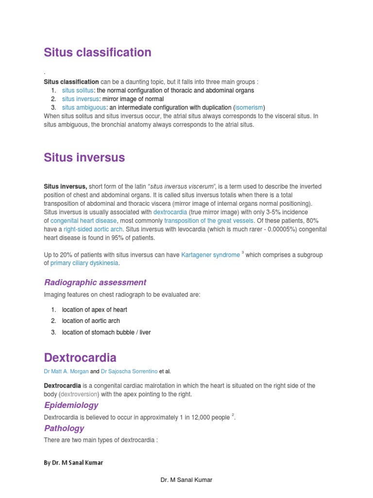 Situs - Inversus, Solitus, Ambigous | PDF | Congenital Disorder ...