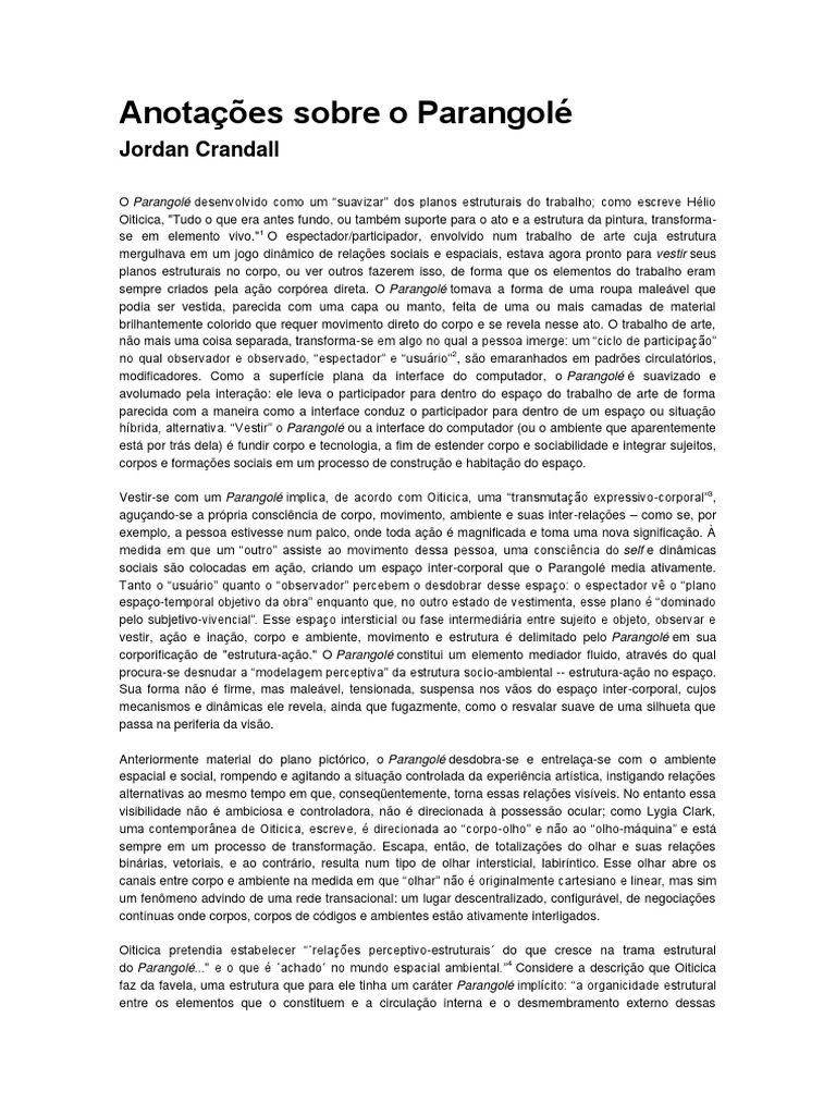O Parangolé: Arte e Corpo em Movimento | PDF | Sistema visual ...