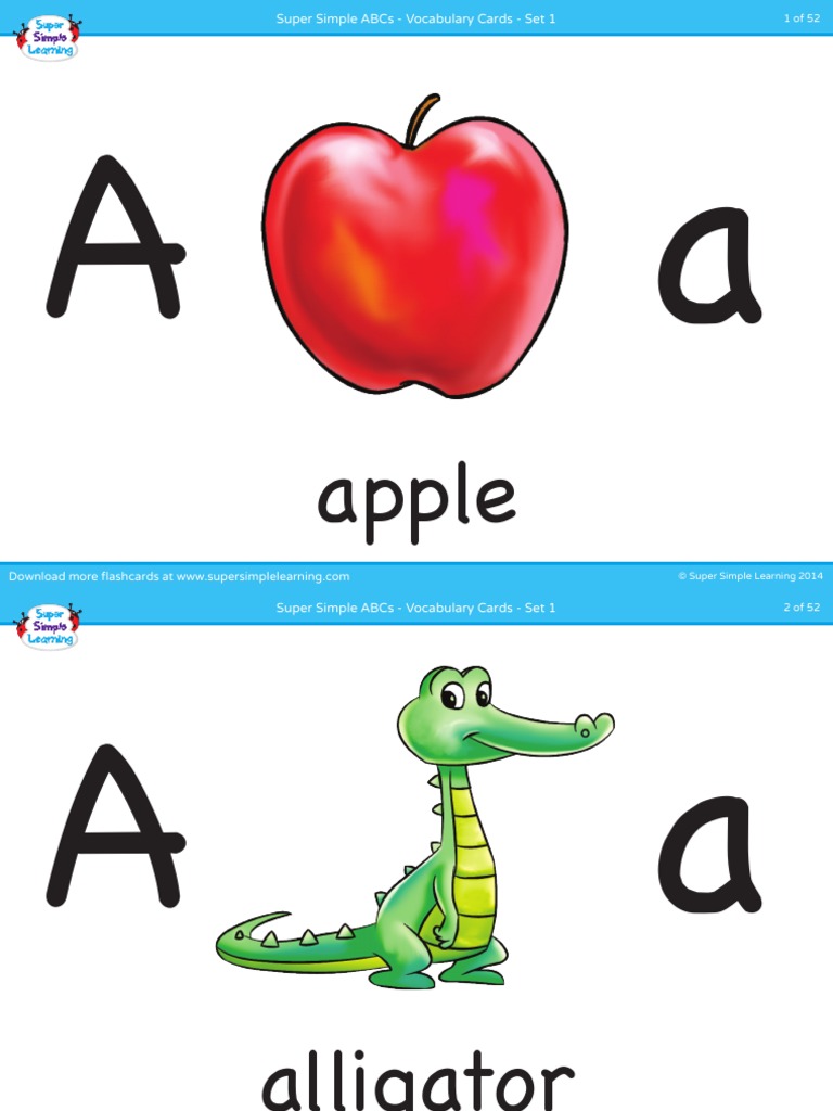 Alphabet Vocabulary Flashcards Set 1 | Flashcard | Psycholinguistics