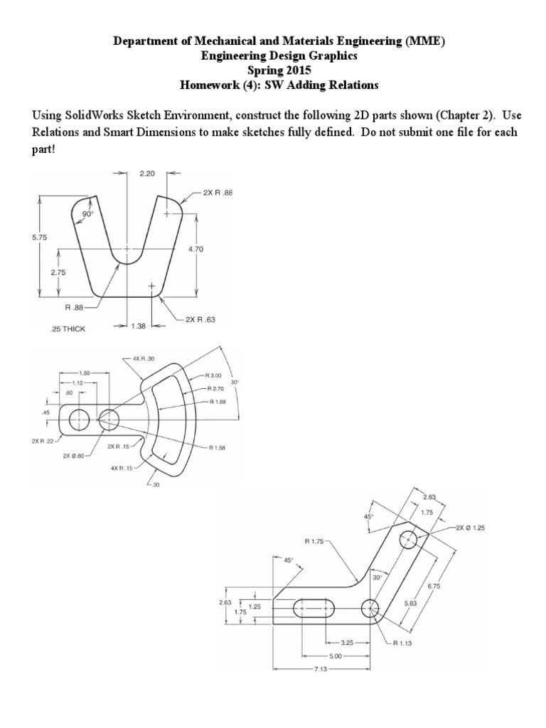 SolidWorks 2D Sketch Relations Homework | PDF | Computers