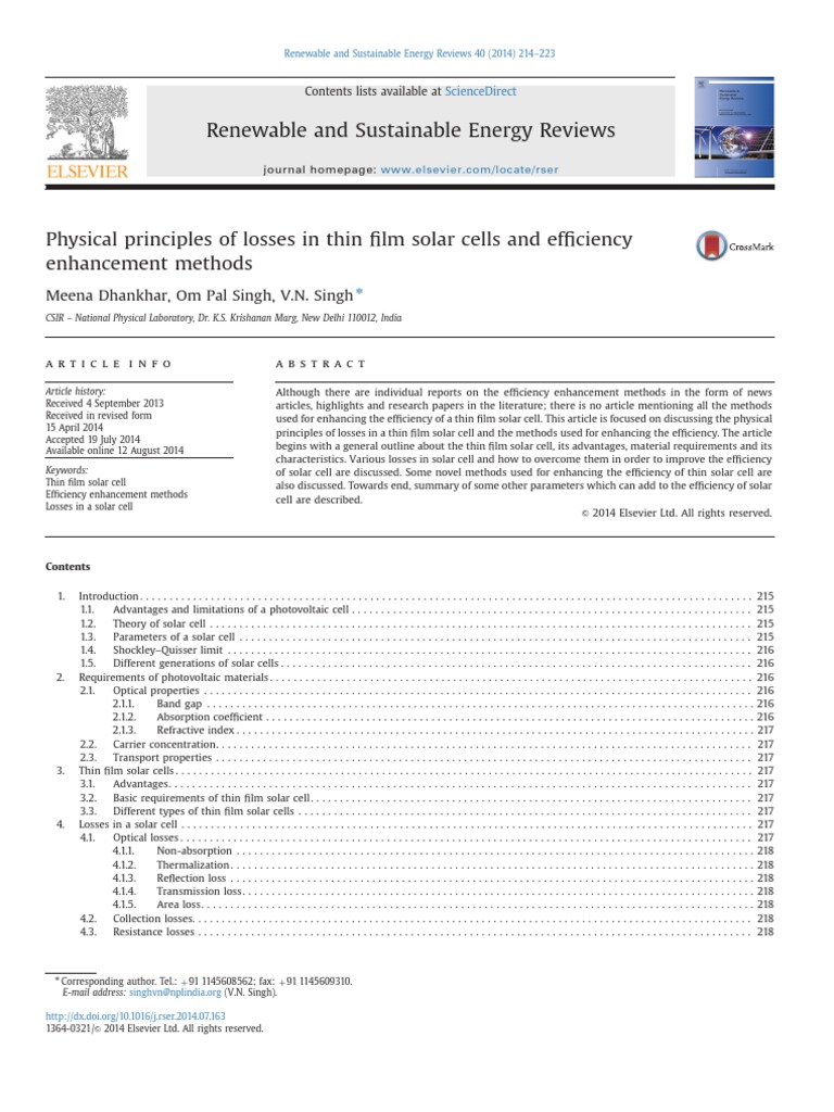 Enhancing Thin Film Solar Cell Efficiency | PDF | Solar Cell | Band Gap