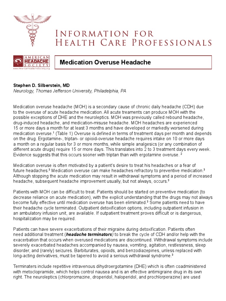 Managing Medication Overuse Headache | PDF | Headache | Drugs