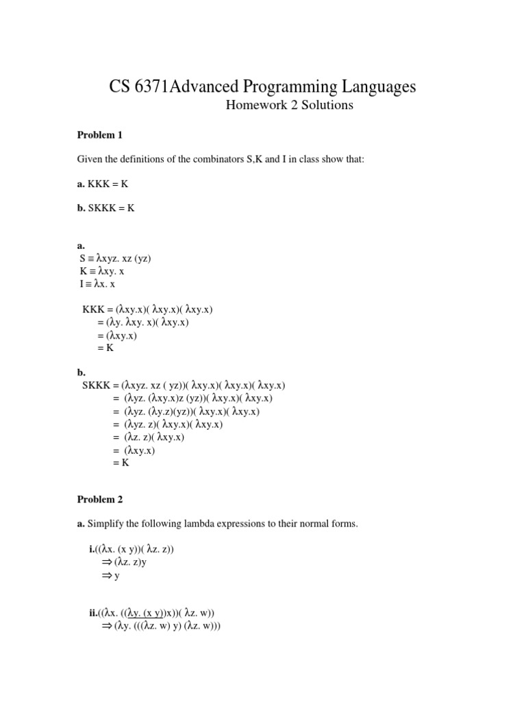 CS 6371advanced Programming Languages: Homework 2 Solutions | PDF ...