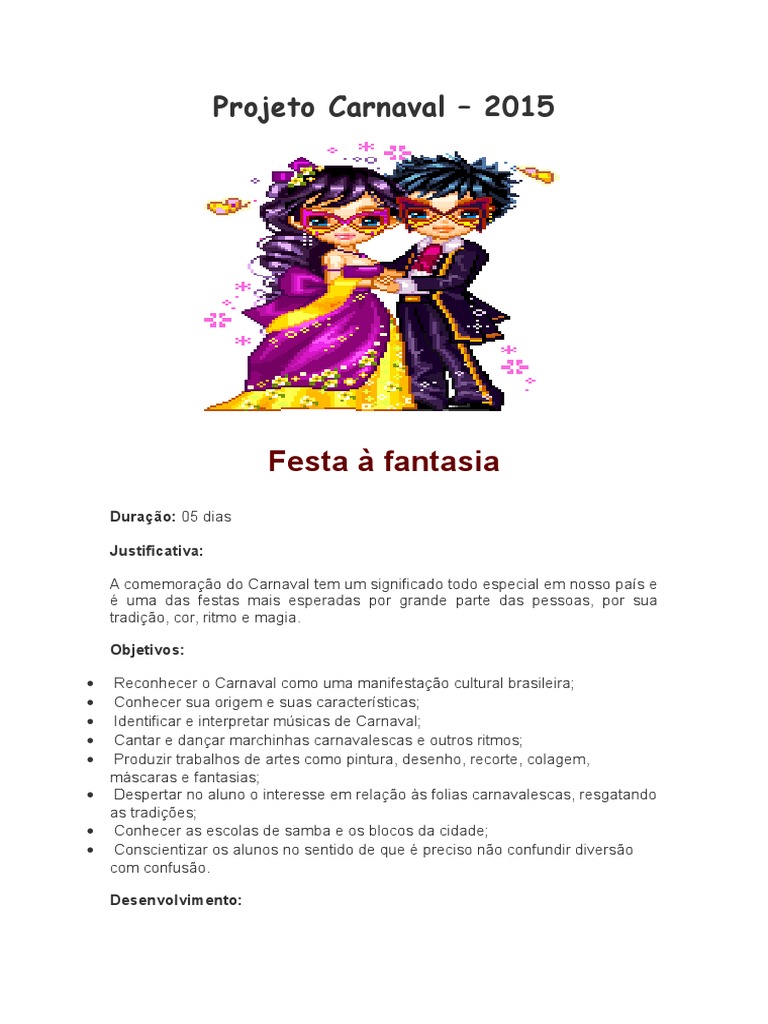 Projeto Carnaval na Escola 2015 | PDF