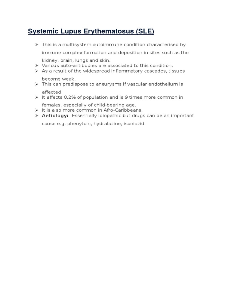 Systemic Lupus Erythematosus COMPLETE | PDF | Science & Mathematics