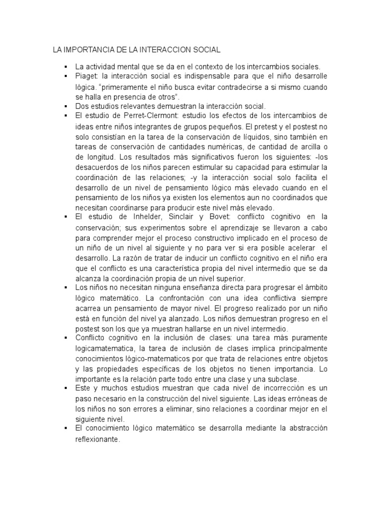 La Importancia de La Interaccion Social | PDF | Conflicto (proceso ...