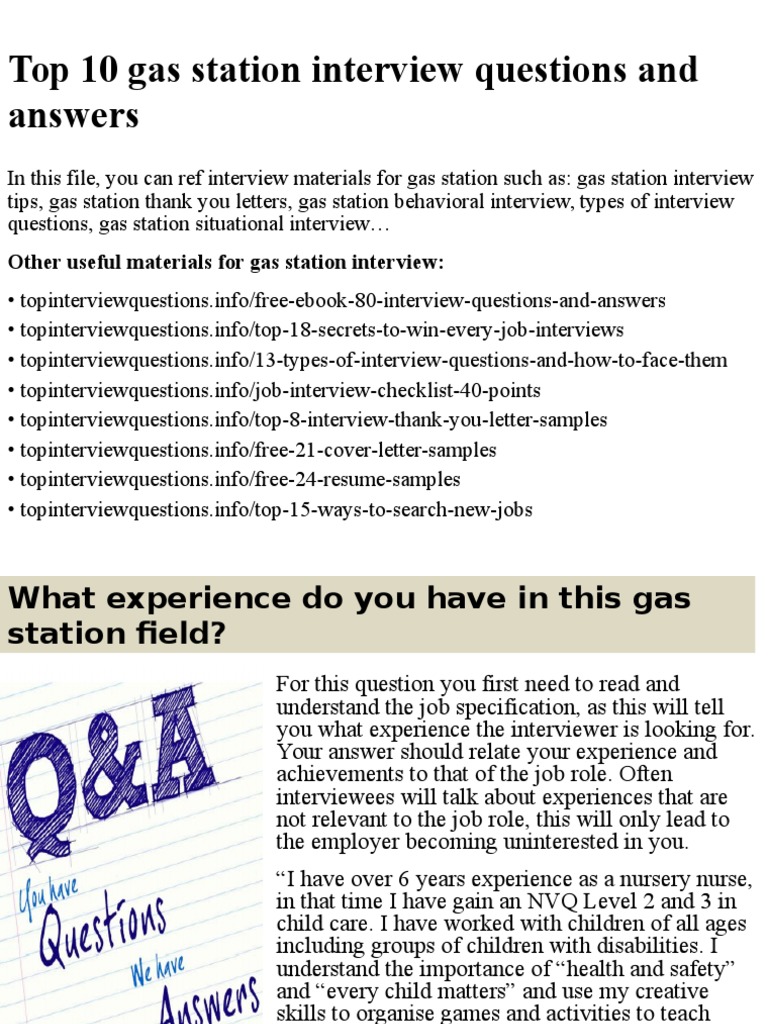 Top 10 Gas Station Interview Questions and Answers PDF Interview