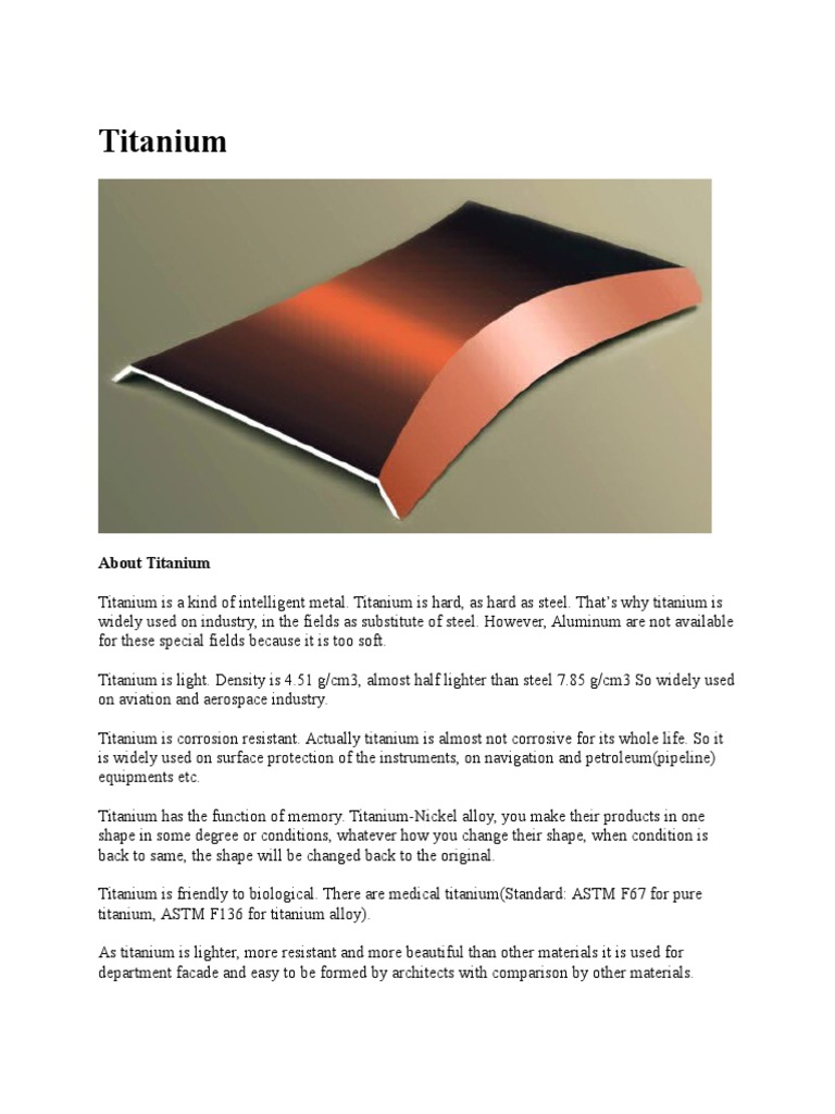 Properties and Uses of Titanium Metal | PDF