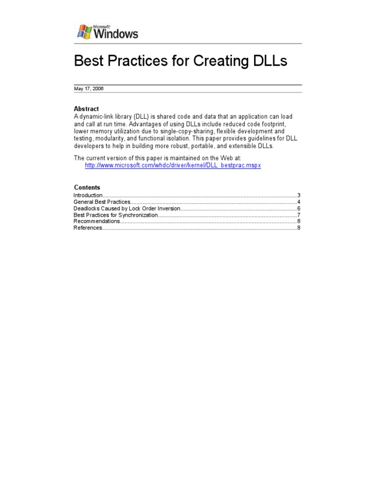 DLL Bestprac | PDF | Library (Computing) | Thread (Computing)
