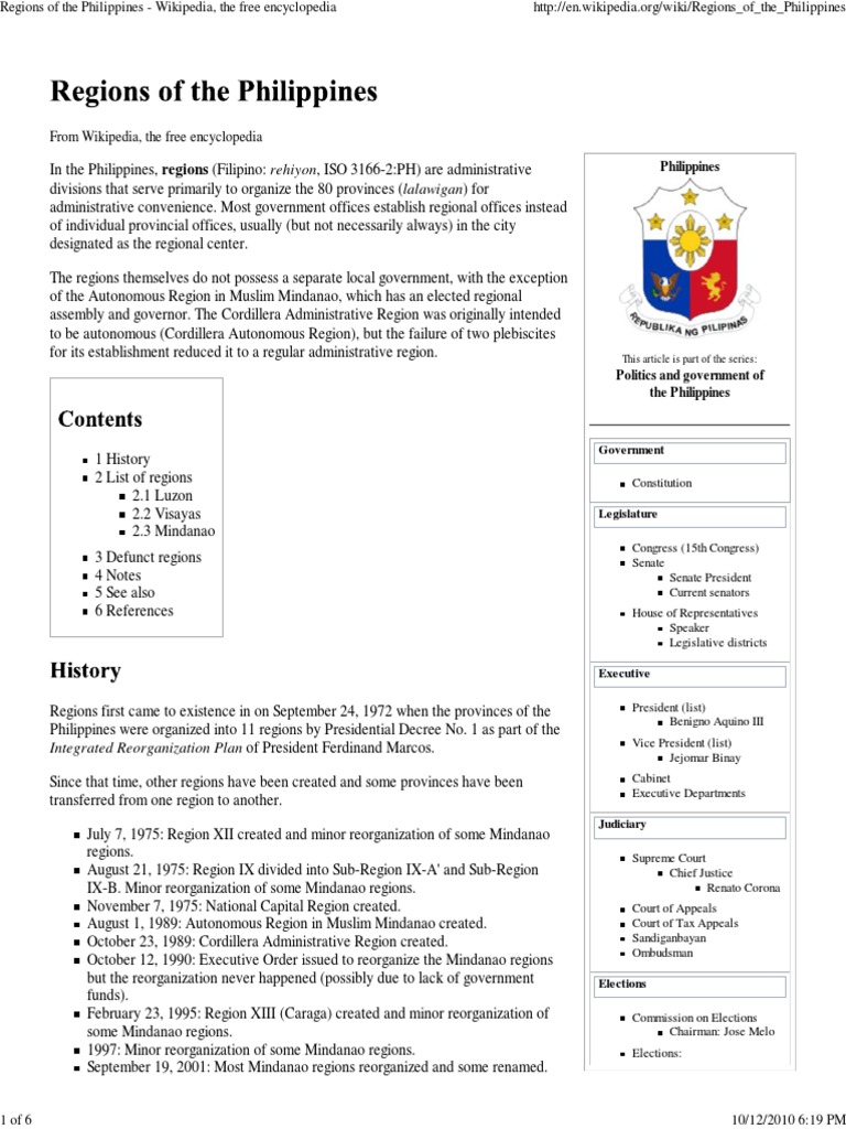 Overview of Philippine Regions | PDF | Philippines | Government
