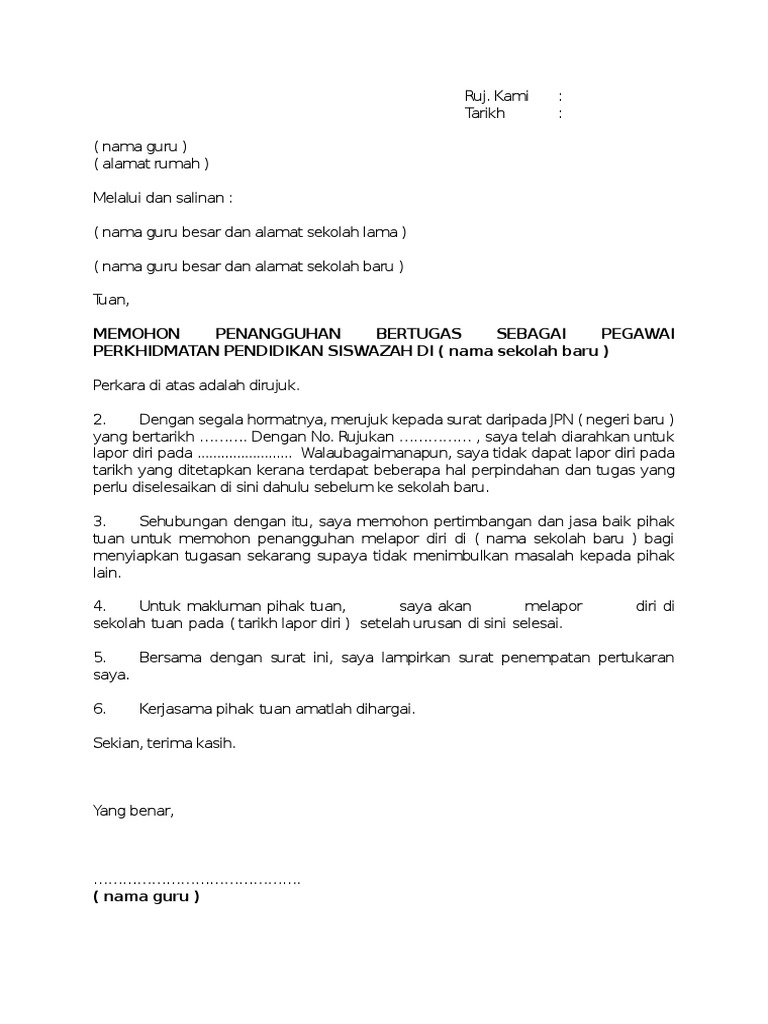 Contoh Surat Penangguhan