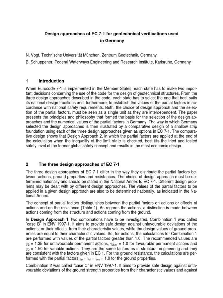 EC 7-1 Design Approaches in Germany | PDF | Geotechnical Engineering ...