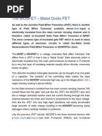 The MOSFET - Metal Oxide FET: "NO Current Flows Into The Gate"