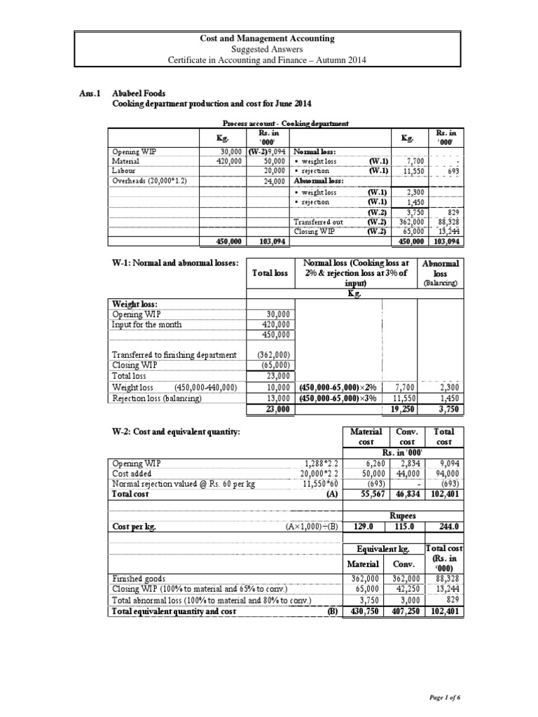 Cost and Management Accounting Solutions | PDF