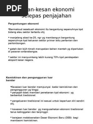 Kesan Kesan Ekonomi Selepas Penjajahan Pdf
