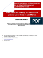 Los Rankings y La Facultad de Ciencias Económicas de La Universidad de San Marcos (Perú). Octavio Suarez