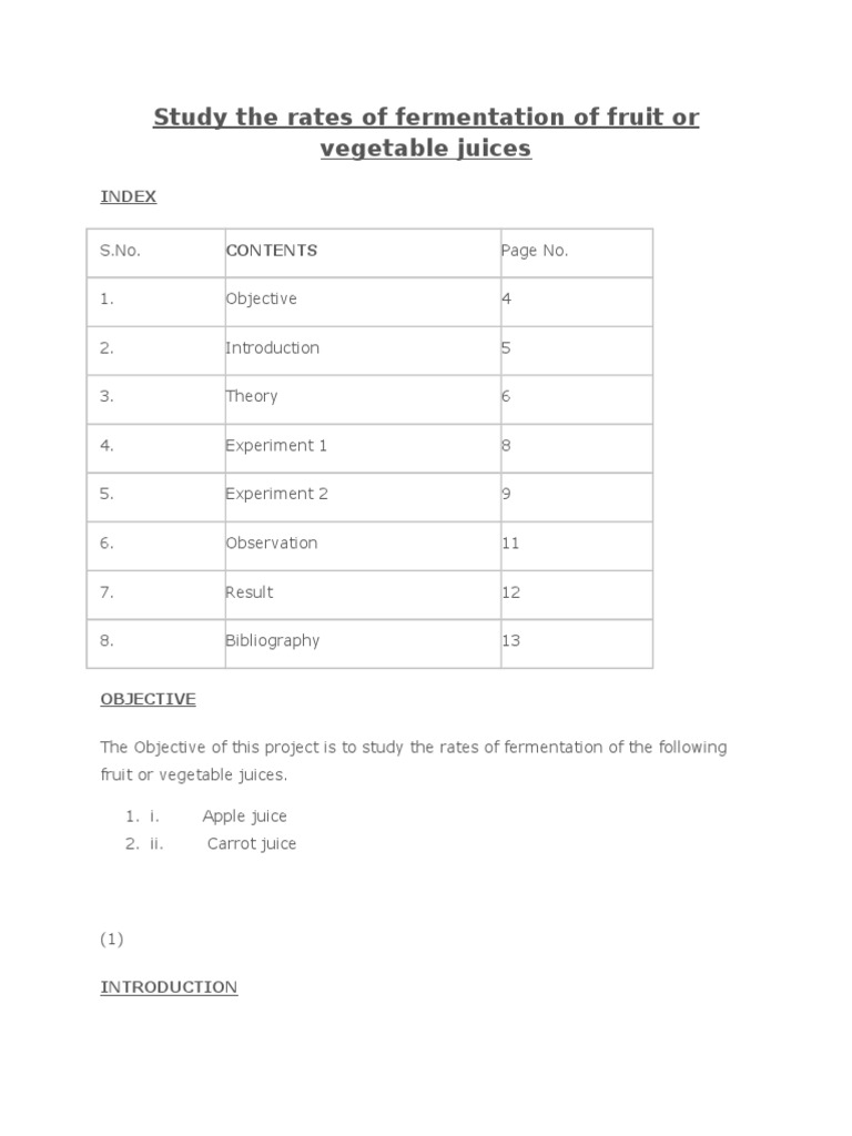 Study The Rates of Fermentation of Fruit or Vegetable Juices ... - 1628365490?v=1