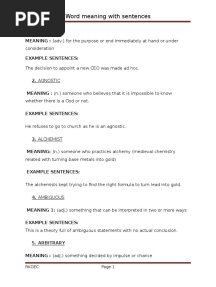 List of English Words With Meaning and Sentences