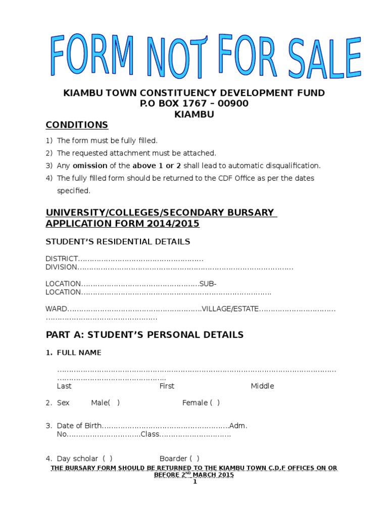 Kiambu Town Constituency Development Fund P.O BOX 1767 00900 Kiambu