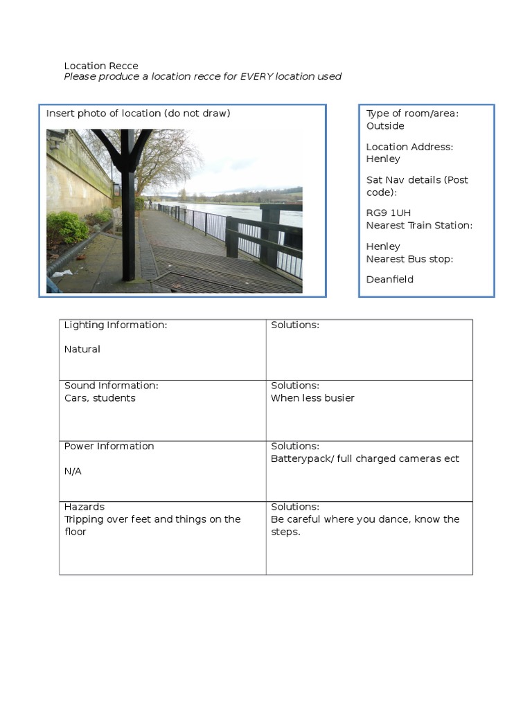 Henley Location Recce Guide | PDF | Art