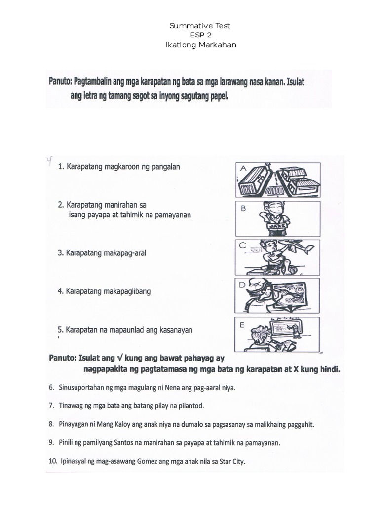 Summative Test - ESP - 3rd Grading | PDF