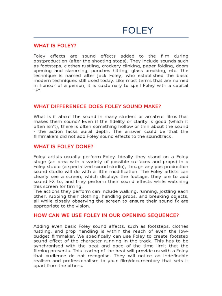Understanding Foley in Film Production | PDF | Language Arts & Discipline
