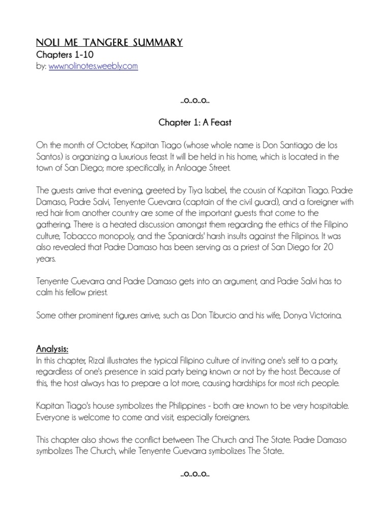Noli Me Tangere Chapter 1 Summary | PDF | Philippines
