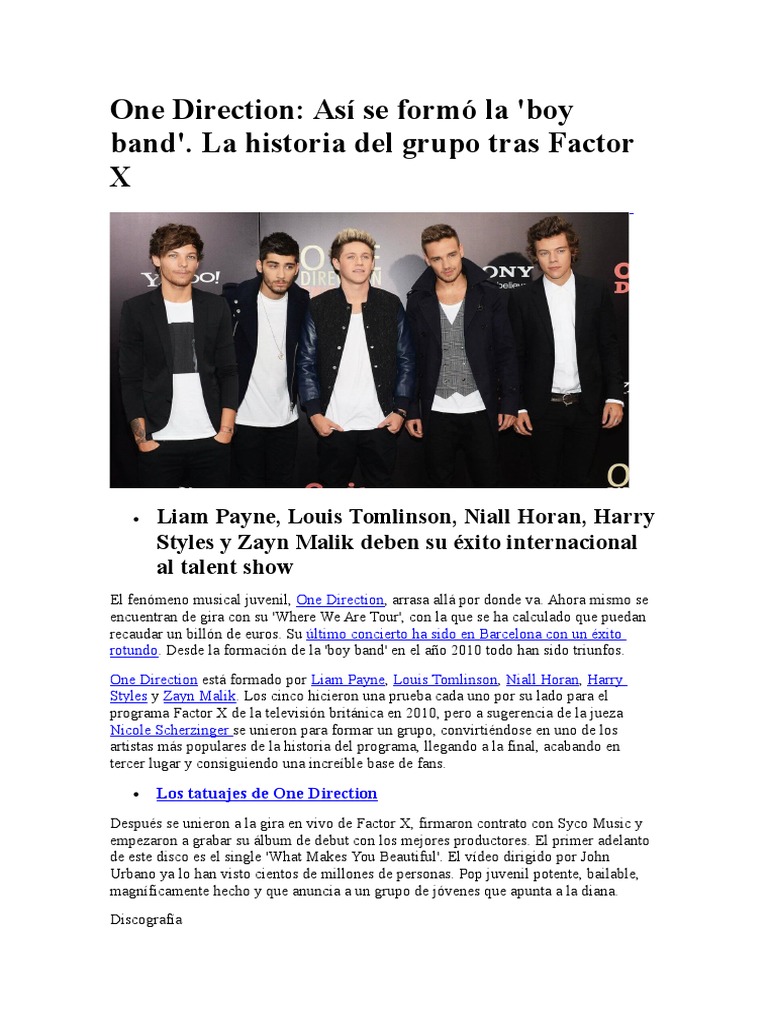One Direction Historia&Biografia | PDF | Una sola dirección | Música pop