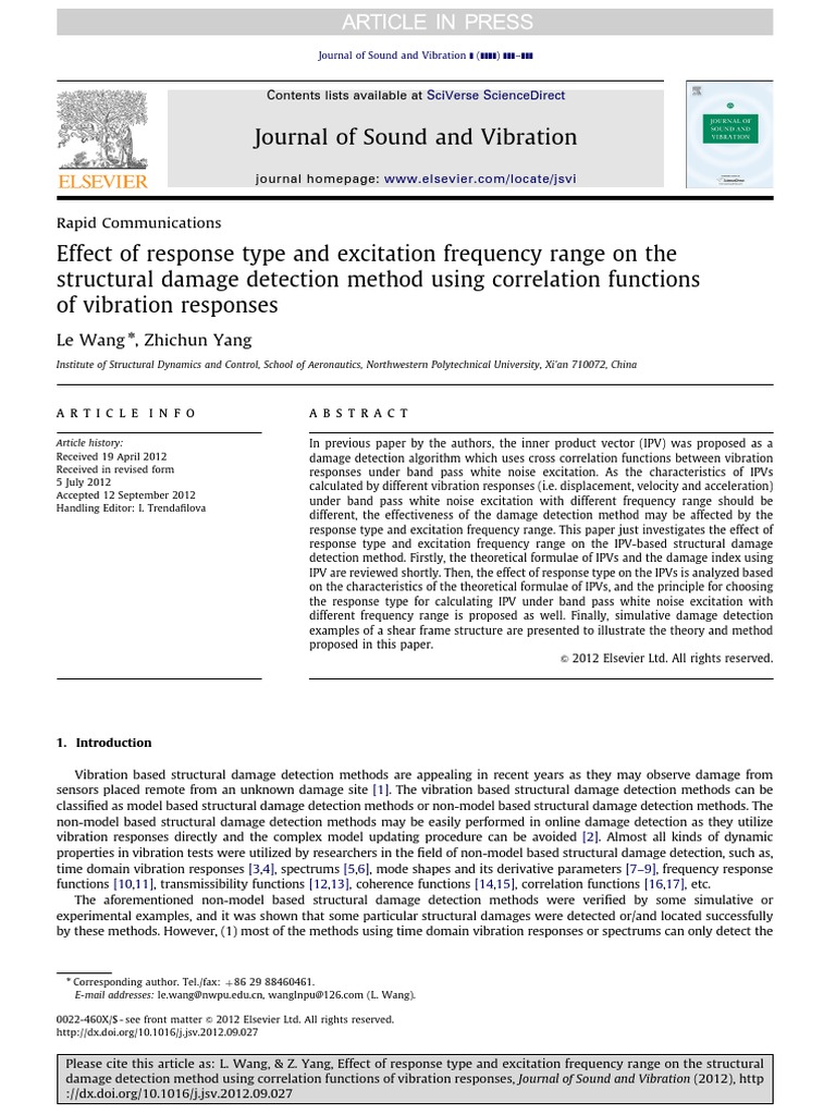 Vibration Response Types in Damage Detection | PDF | Normal Mode ...