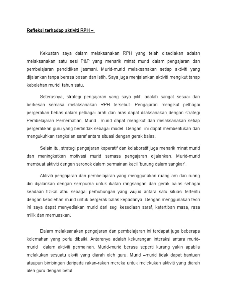 Refleksi Kelemahan Pdp Pj Pdf