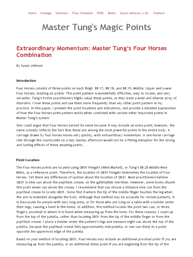 Master Tung's Four Horses Combination Master Tung's Magic Points