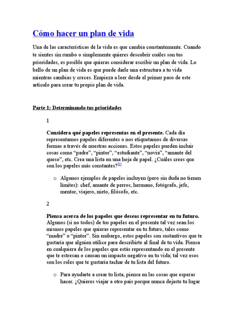 Cómo crear tu plan de vida | PDF | Relaciones personales, crianza y ...